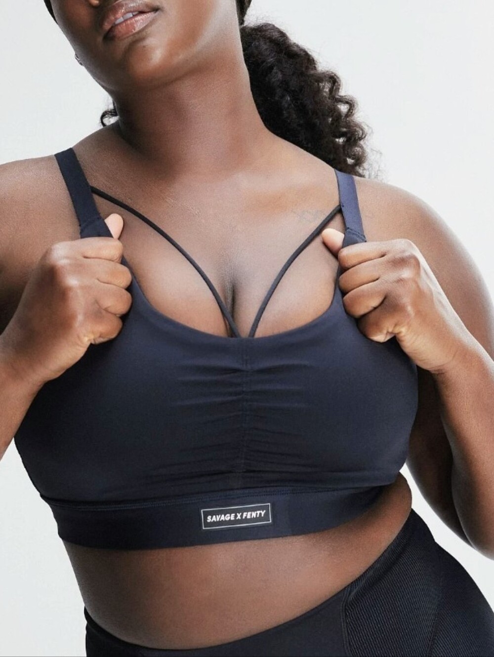 Savage X Fenty Curve Alert Medium-Impact Sports Bra - Black, Size 1X